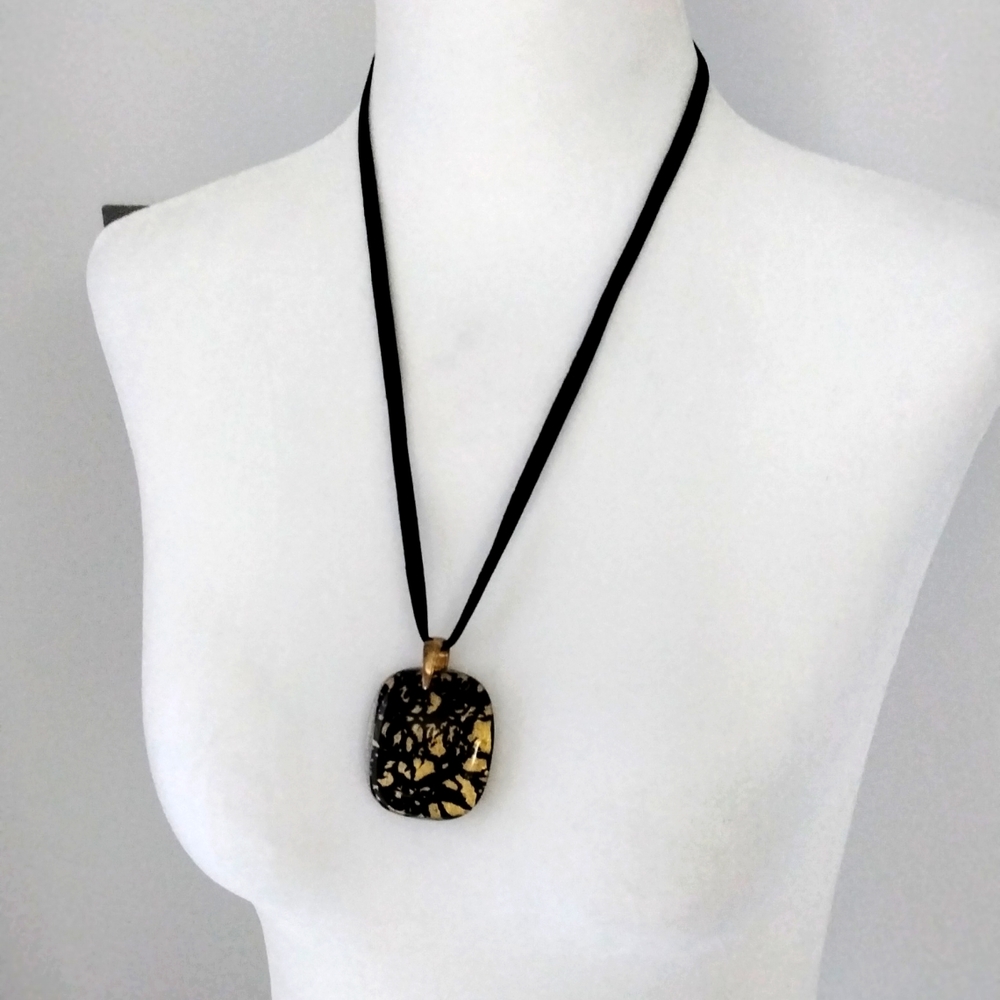 Black and gold Murano glass pendant